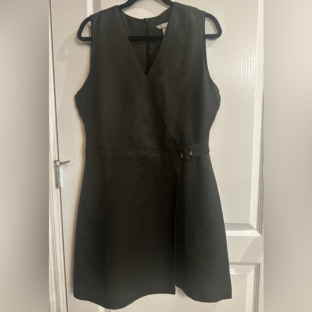 Olive Green, Linen Blend Dress